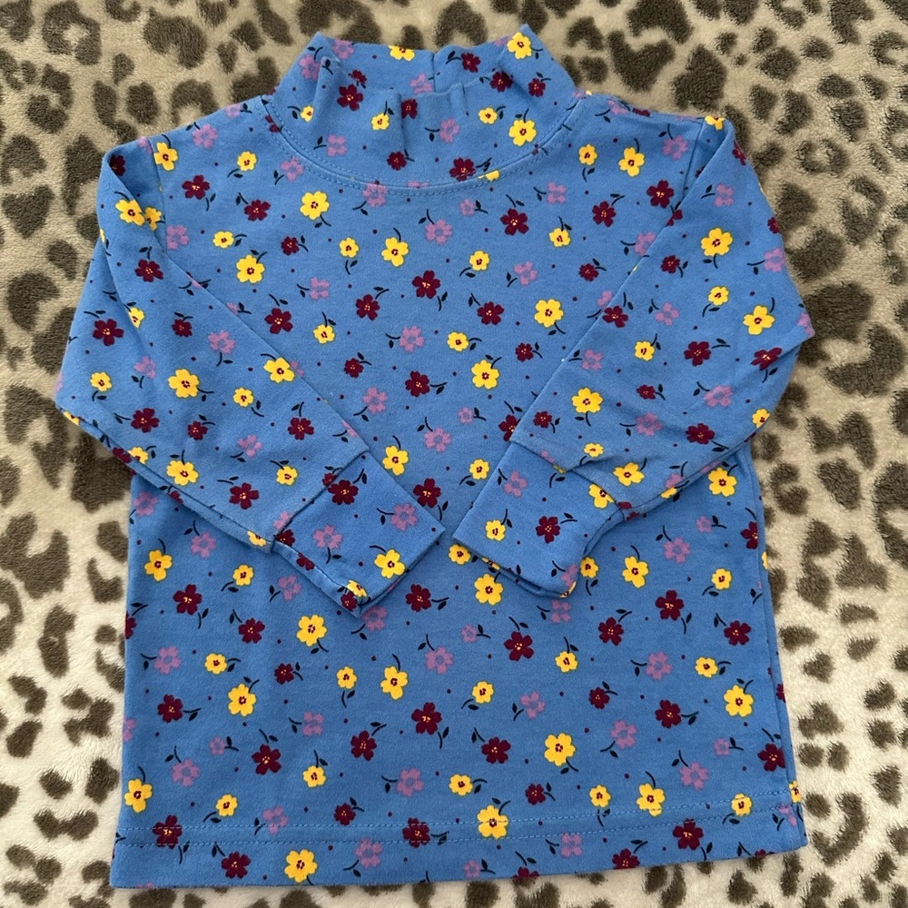 Vintage L. L. Bean Mock Turtleneck Floral Tee in Blue Size 18 Months